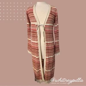 Freshman 1996 Long Knit Open Front Cardigan Duster Sweater women’s Size Medium
